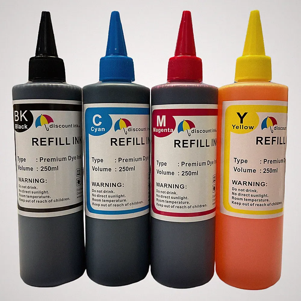 4x250ml PREMIUM DYE-BASED REFILL INK FOR HP LEXMARK DELL CANON - 4PKS