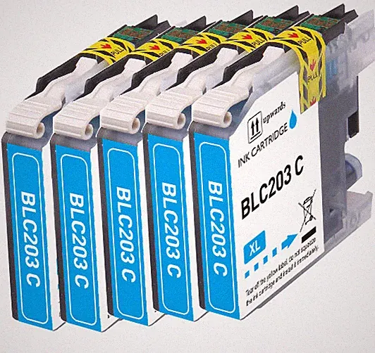 5P CYAN Printer Ink +Chip fits Brother LC203 MFC J680DW J460DW J5320DW J480DW