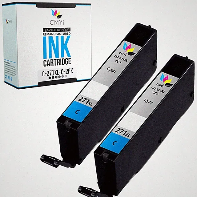 CMYi 2-Pack CLI-271XL Cyan Ink Cartridges for Canon PIXMA MG6821 MG6822 MG7700