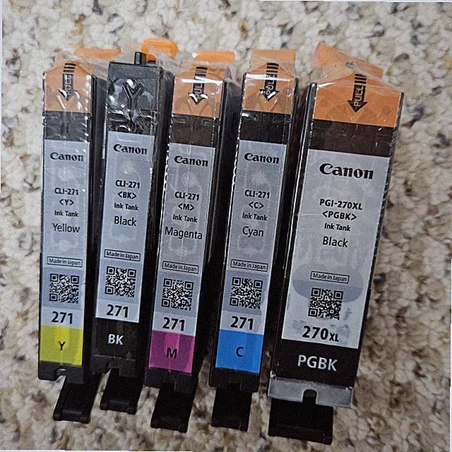 Genuine Canon PGI-270 Black CLI-271 Color Ink Cartridges No Box Canon PIXMA