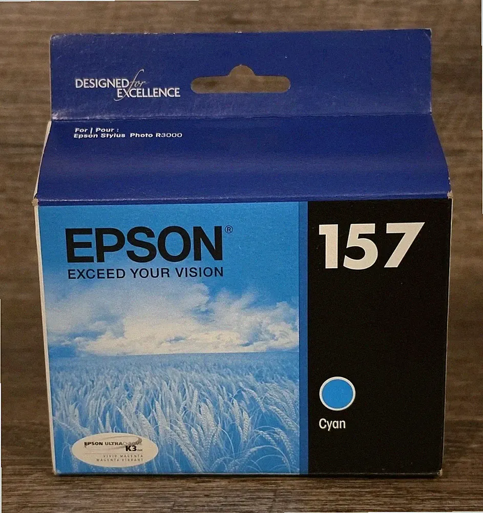 Genuine Epson 157 Cyan Printer Ink Cartridge T157220 Expired 03/2018..Free Ship!