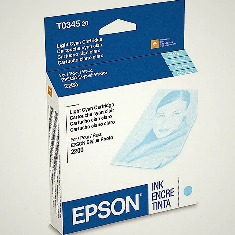 GENUINE Epson 34 T0345 Light Cyan Ink Cartridge for Stylus Photo 2200 Printer