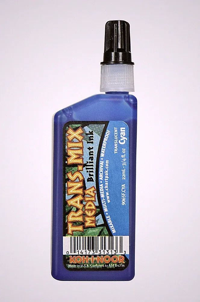 Koh-I-Noor Pigment-Based Drawing Ink 0.75oz – Cyan Mixed Media Bottle